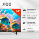 SMART TV 43” AOC 43S5155/78G FULL HD LED WI-FI ROKU TV